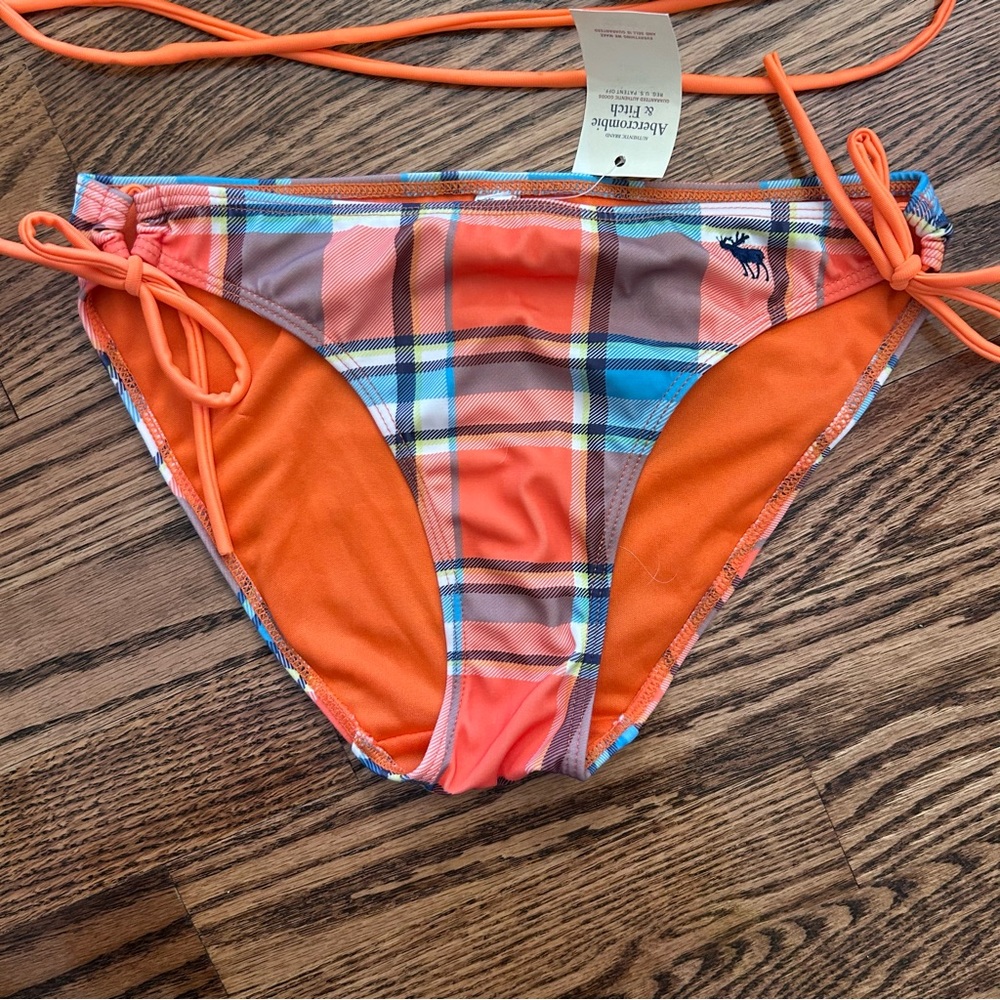 Abercrombie & Fitch orange plaid bikini NWT size XL with bag - Picture 2 of 13